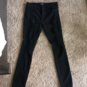 Express black distressed skinny jeans